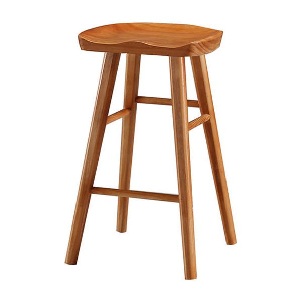 Modern Saddle Seat Counter Stool Solid Wood Armless Bar Stool