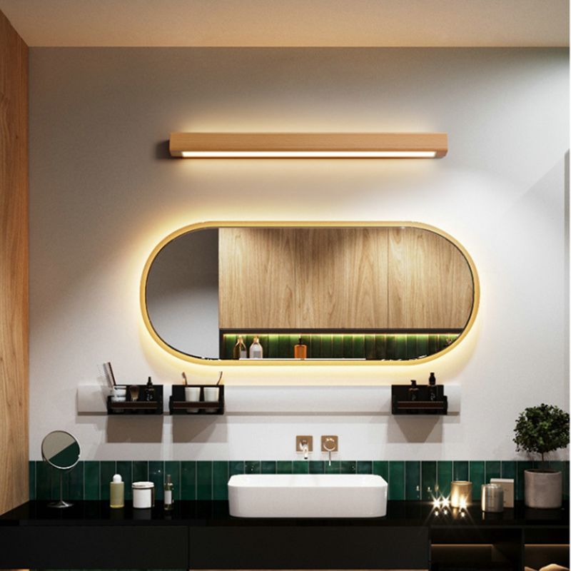 Luci da parete di vanità lineari in stile moderno legno 1 luci specchio da toeletta leggero