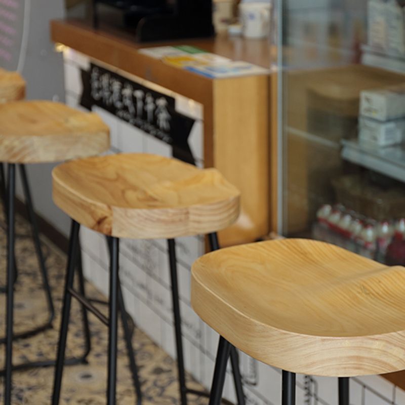 Modern Style Metal Bar Stool with Footrest Milk Tea Shop Bar Stool 30- Inches