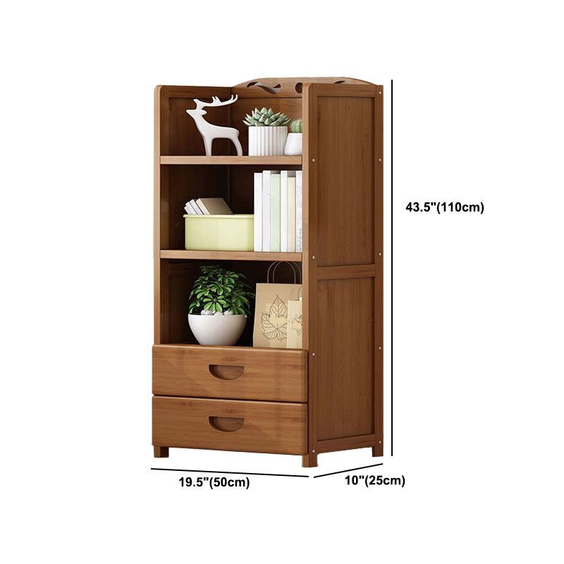 Contemporary Floor Closed Back Bookshelf Bamboo Home Shelf Bookcase