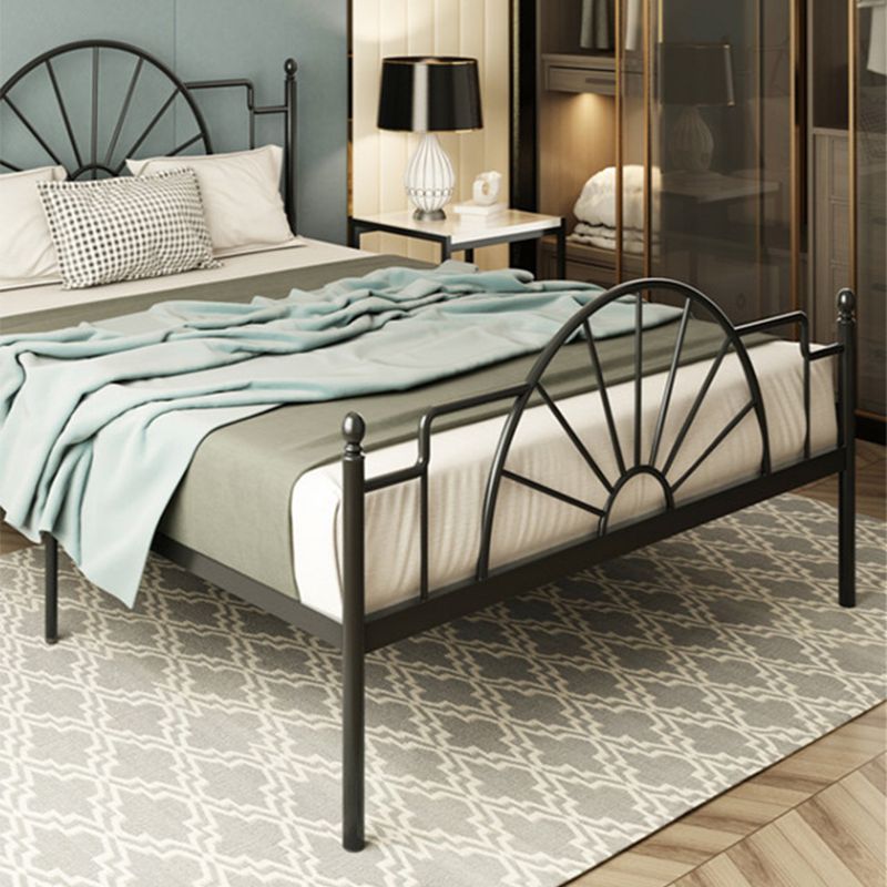 Modern Metal with Headboard with Metal Legs Camelback Open-Frame Bed