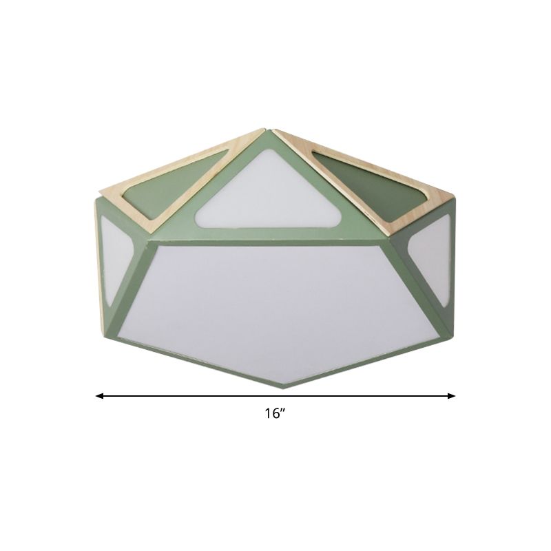 Geometrisch spoellicht Modern acryl wit/roze/geel LED plafond gemonteerd armatuur in warm/wit licht, 16 "/19,5" breed