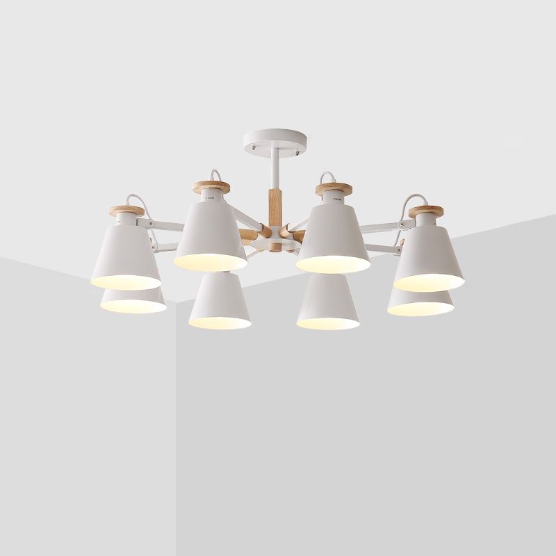 Estilo moderno de 8 luces colgantes lámparas de metal cónicos lámparas de metal cónico