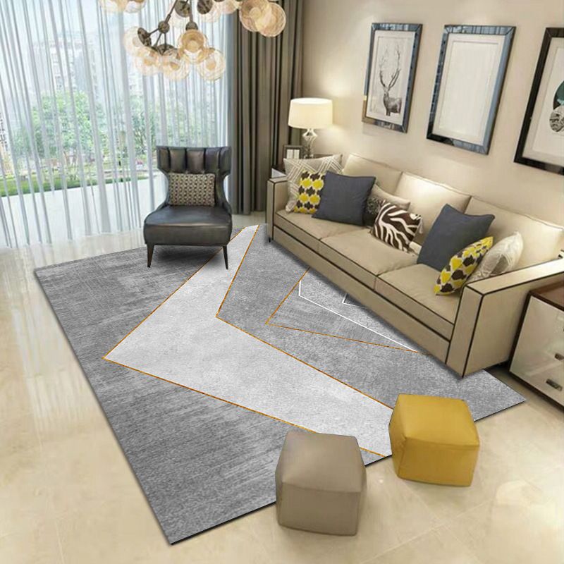 Classic Washable Rug Funky Geometric Carpet Polyster Living Room Area Rug with Non-Slip Backing