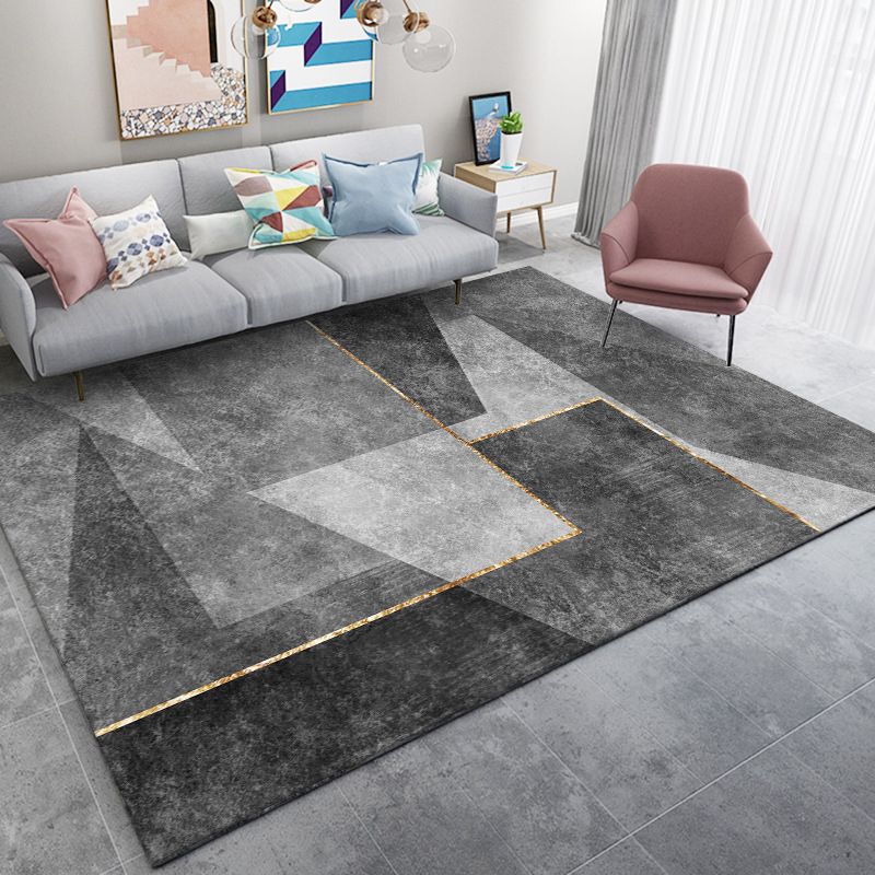 Stijlvolle moderne tapijtgrijs geometrische printruimte Tapijten Polyester Niet-slip achterste tapijt voor thuisdecoratie