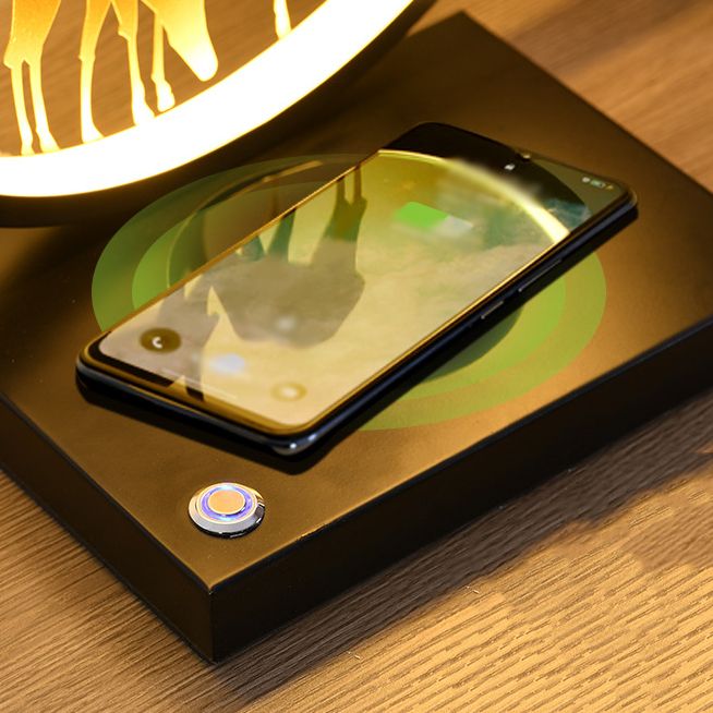 Modern Style Circle Shape Table Light Metal 1 Light Nightstand Lamps for Bedside