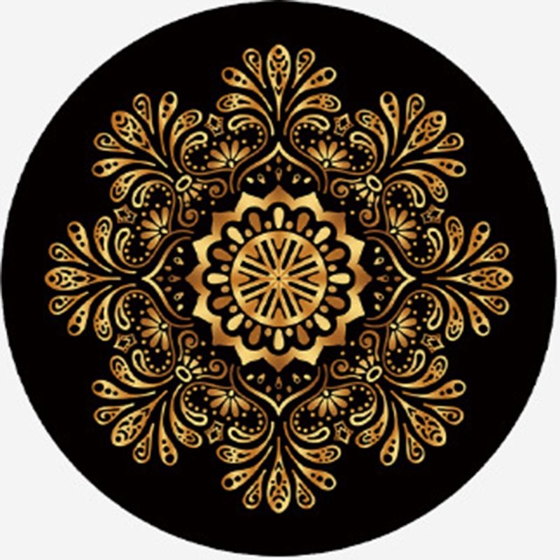 Shabby Chic Black Tone Area Rug Polyester Carpet Stain Resistant Carpet for Living Room