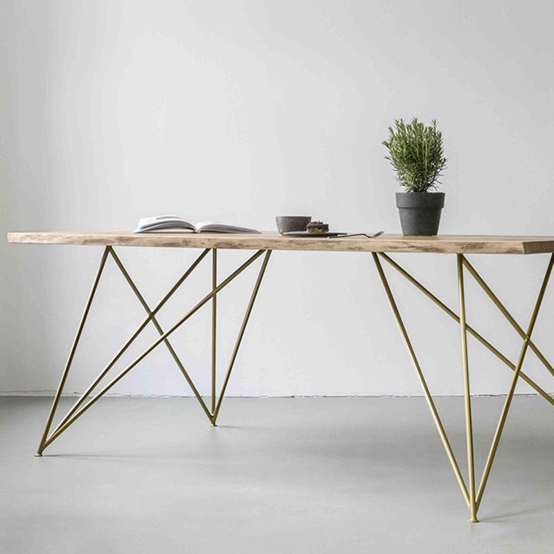 Tavolo da pranzo in stile rettangolo glam tavolo in legno fisso con legno massiccio