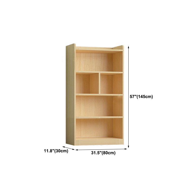 Contemporary Wooden Vertical Book Shelf Closed Back Brown Shelf Bookcase for Study Room