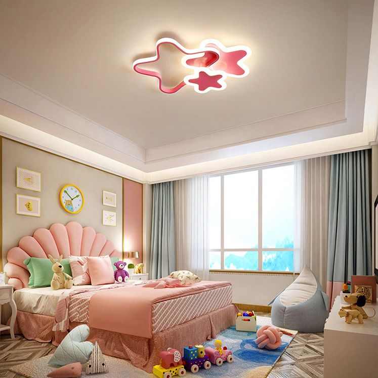 Creative Shaped LED Plafond Licht Kids Room Minimalist Line Design Flush Mount Verlichting Armatuur met Acryl Schaduw