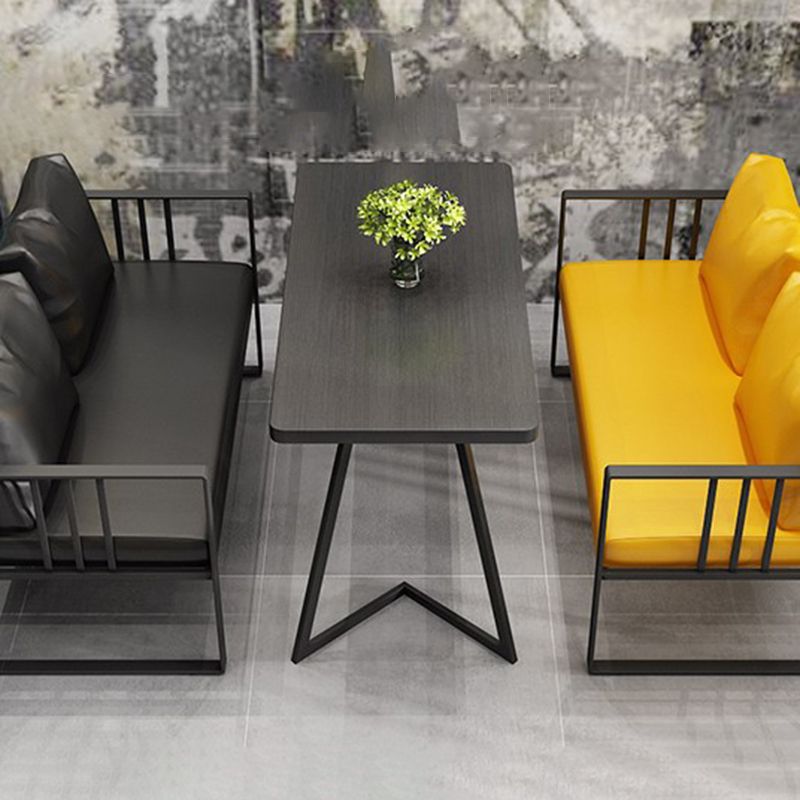 25.59" H Faux Leather Square Arm Sofa Contemporary Standard Sofa