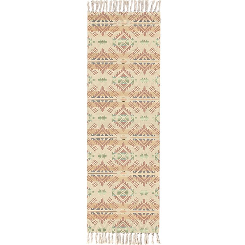 Multi Color Funky Rug Cotton Geometric Shapes Rug Pet Friendly Machine Washable Carpet for Bedroom