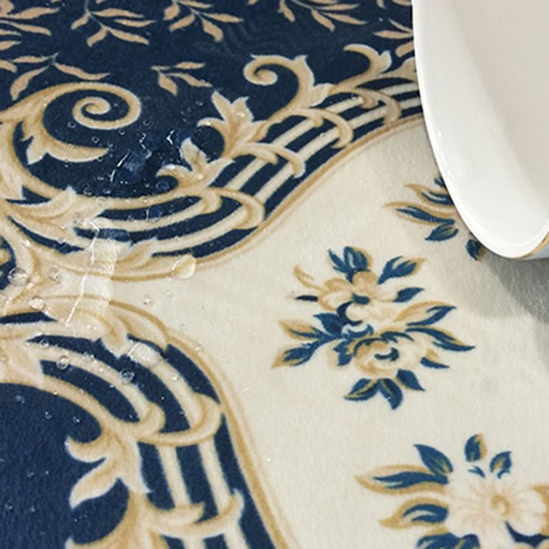 Classical European Style Rug Flower Print Polyester Carpet Anti-Slip Backing Rug for Home Decor