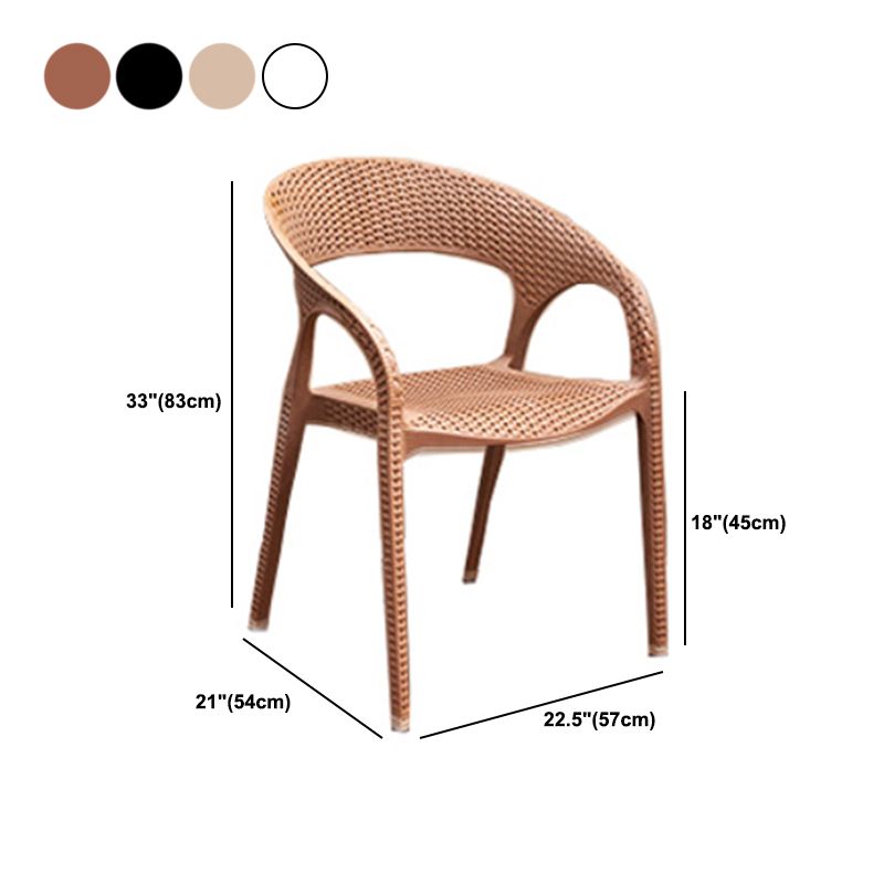 Contemporary Open Back Dining Chair Plastic Stackable Dining Arm Chair