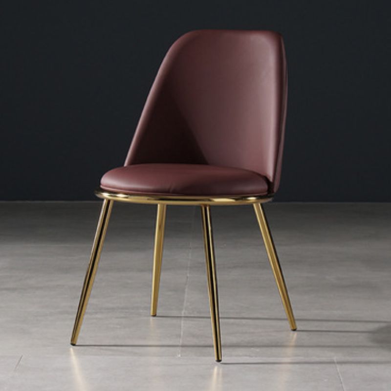 Glam Style Side Chair Armless Solid Back Dining Chair for Dining Room