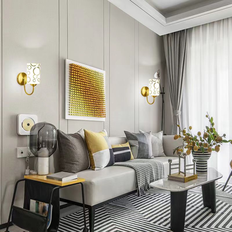 Modern Minimalist Wall Mounted Lamp Glass Wall Lamp in Brass for Living Room