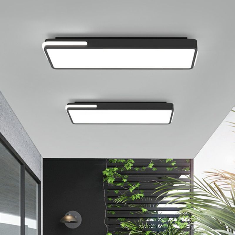 Rectangular Corridor Flush Mount Lighting Acrylic Minimalistic LED Flush Light in Black