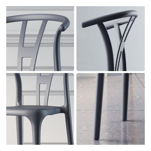 Chaise de salle à manger en plastique de style contemporain, chaise à dossier Wishbone pour cuisine