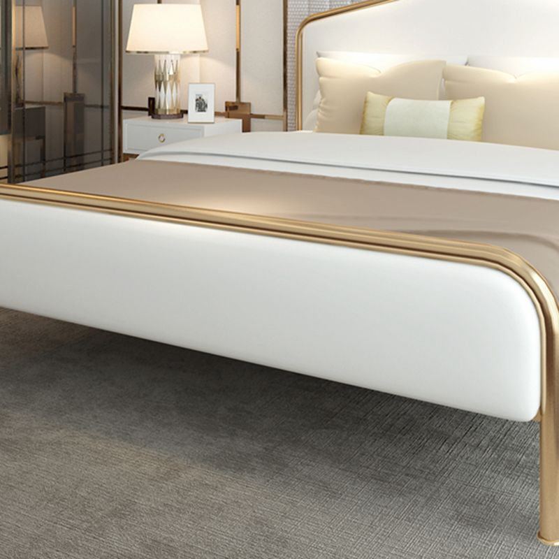 Upholstered Standard Bed with Headboard Low Profile Metal Bed