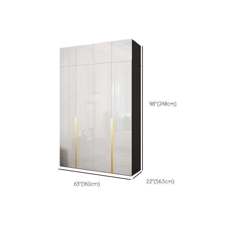 Hinged Wardrobe Cabinet with Garment Rod Modern Storage Cabinet