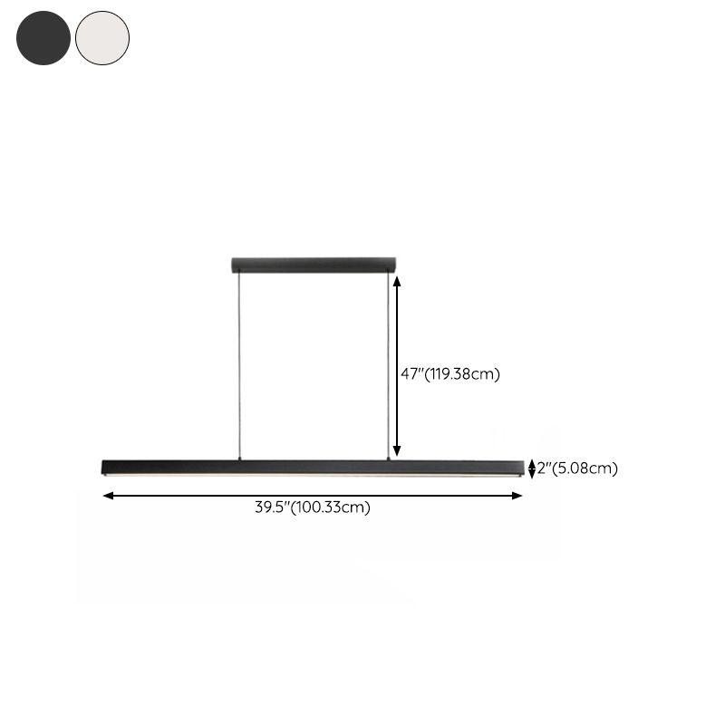 LED Modern Metal Pendant Lamp Linear Shape Island Light with Acrylic Shade for Living Room