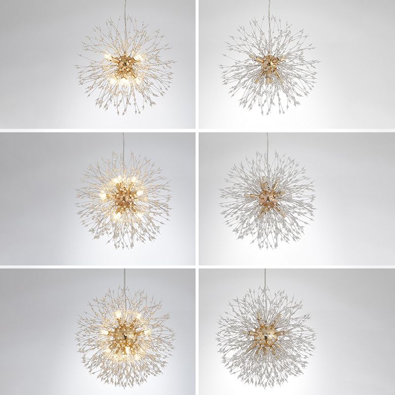 Crystal Dandelion lampadario in stile moderno Multi lampadina lampada sospesa per camera da pranzo camera da letto