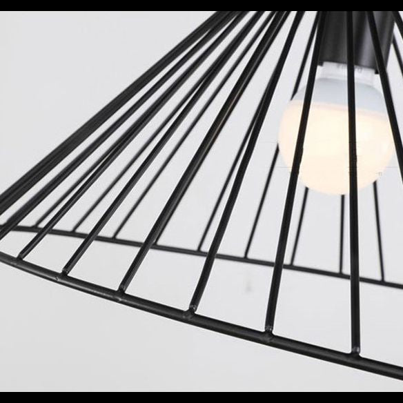 Black Metal 1 Light Pendant Light Nordic Modern Wire Hat Shade Hanging Lamp for Restaurant