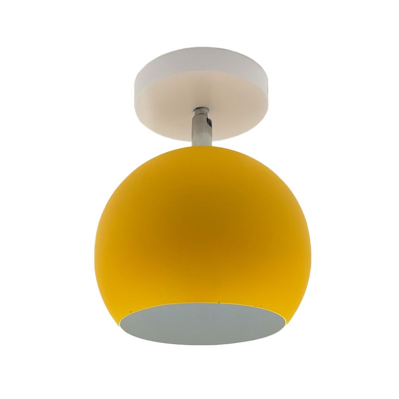 Small Half Sphere Adjustable Flush Mount Macaron Aluminum 1 Bulb Yellow/Pink/Grey Semi Flush Mount Lighting Fixture