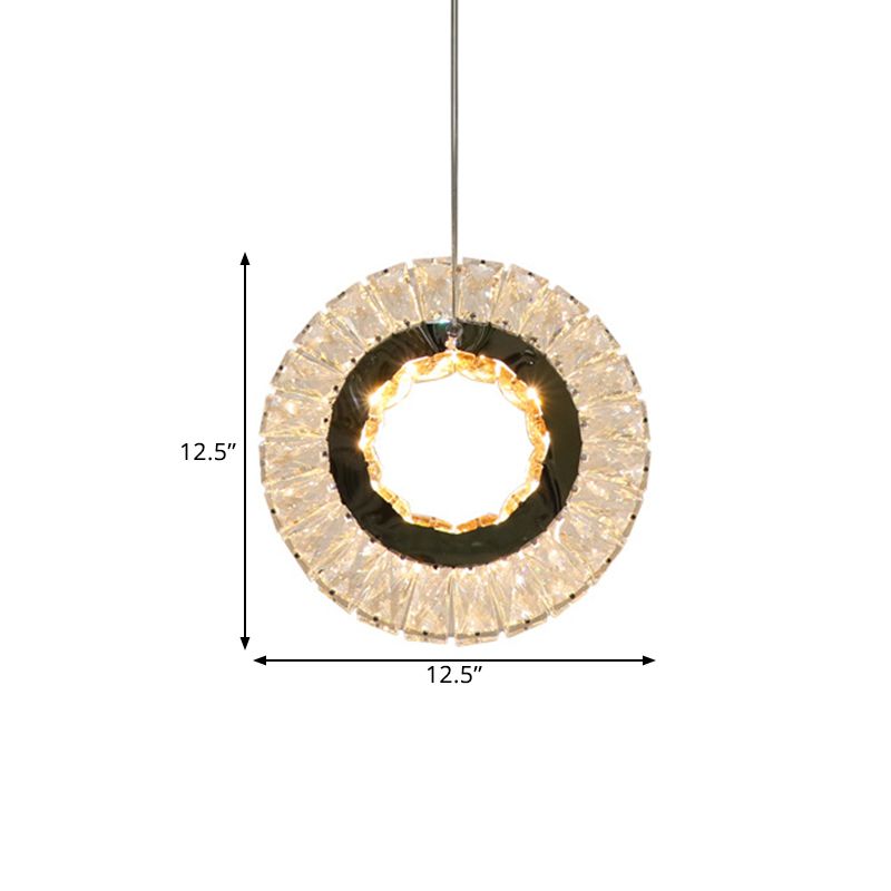 Bloques de cristal transparentes Anillo de botín Lámpara de colgante LED contemporánea Lámpara de suspensión de cama LED contemporánea