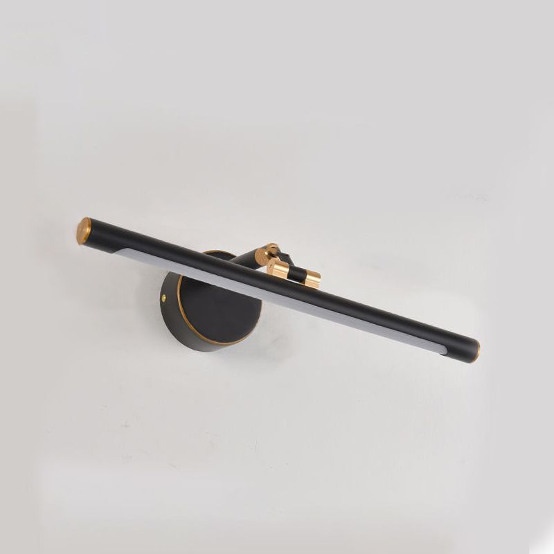 Linear Vanity Light Modern Metal Single Light LED Mirror Light for Bathroom in Black
