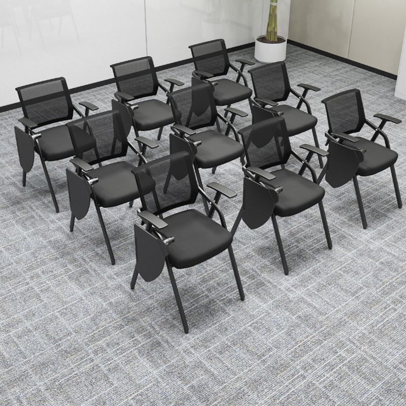 Contemporary Desk Chair Black Fixed Arms Mid Back Office Chair