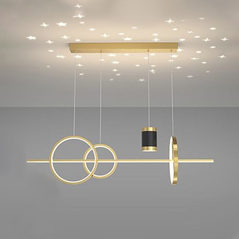 Idées d'éclairage d'île linéaire Pendentif îlot de cuisine en métal moderne