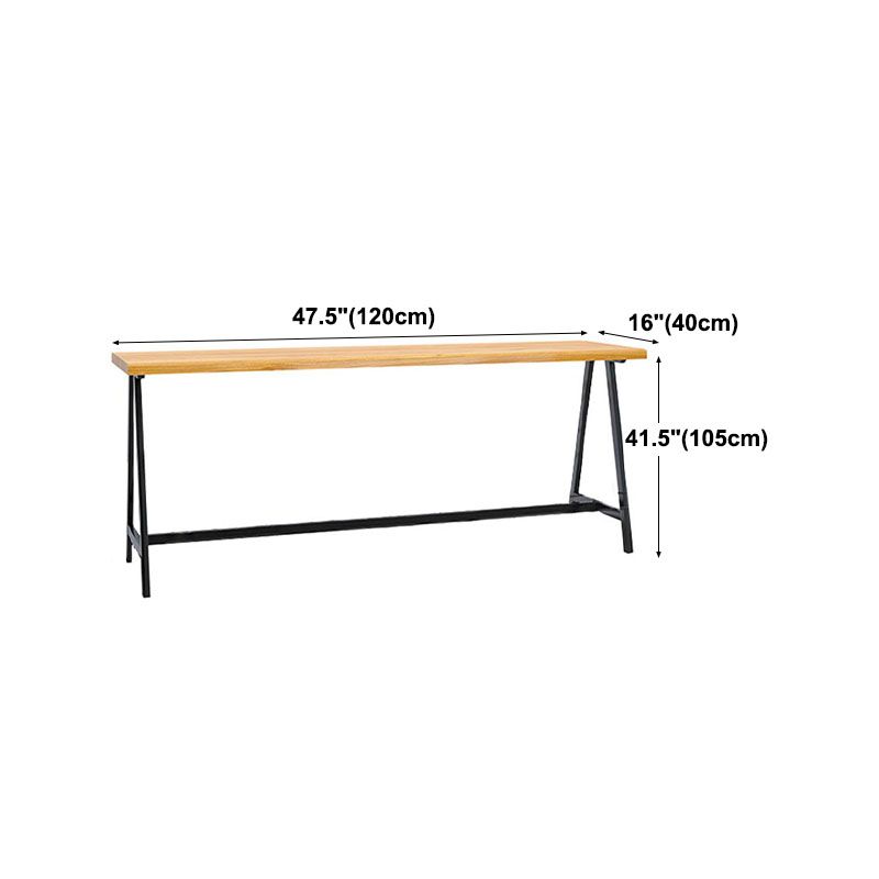 Dining Room Rectangle Wood Top Counter Table Metal Black Legs Industrial Bar Table