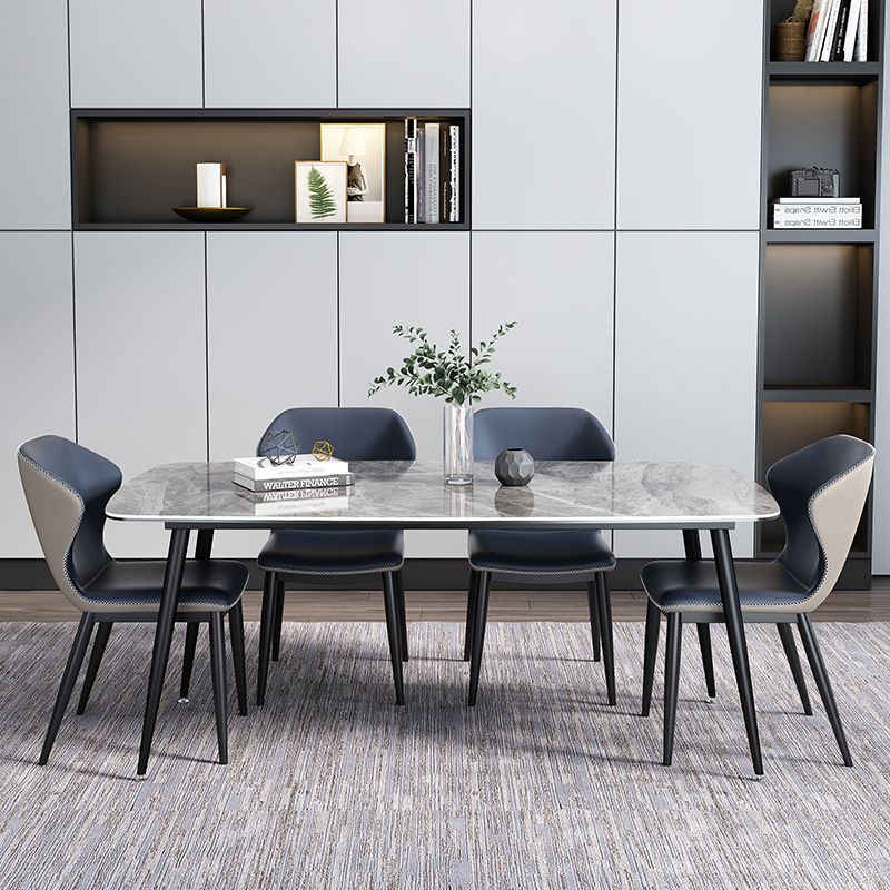Modern Style Dining Room Set with Sintered Stone Dining Table and Upholstery Chairs