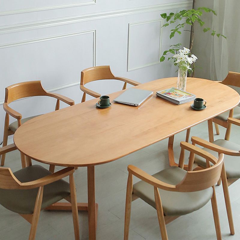 Modern Simple Solid Wood Table for Restaurant Oval Table with Double Pedestal