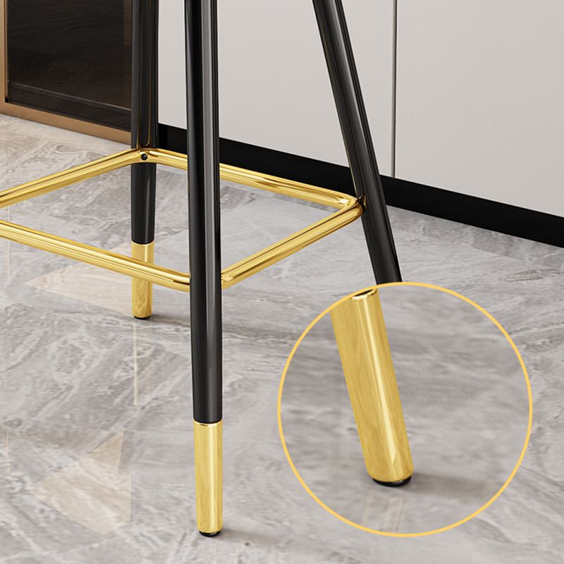 Taburete de bar de estilo escandinavo, patas de metal, asiento de cubo de cuero para barra de cocina