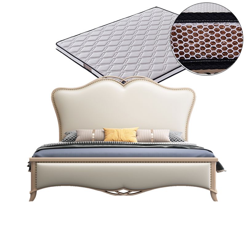 Contemporary 57" Tall Panel Bed with Upholstered Headboard, Solid Wood Bed