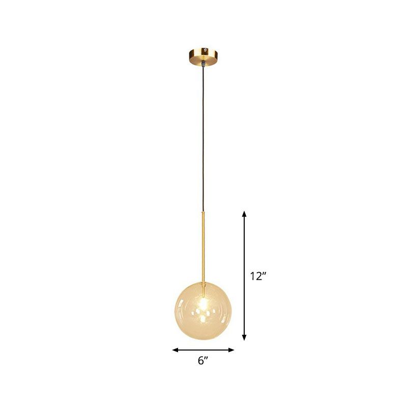 Hand-Blown Glass Globe Hanging Lamp Minimalism 1 Light Gold Finish Ceiling Pendant