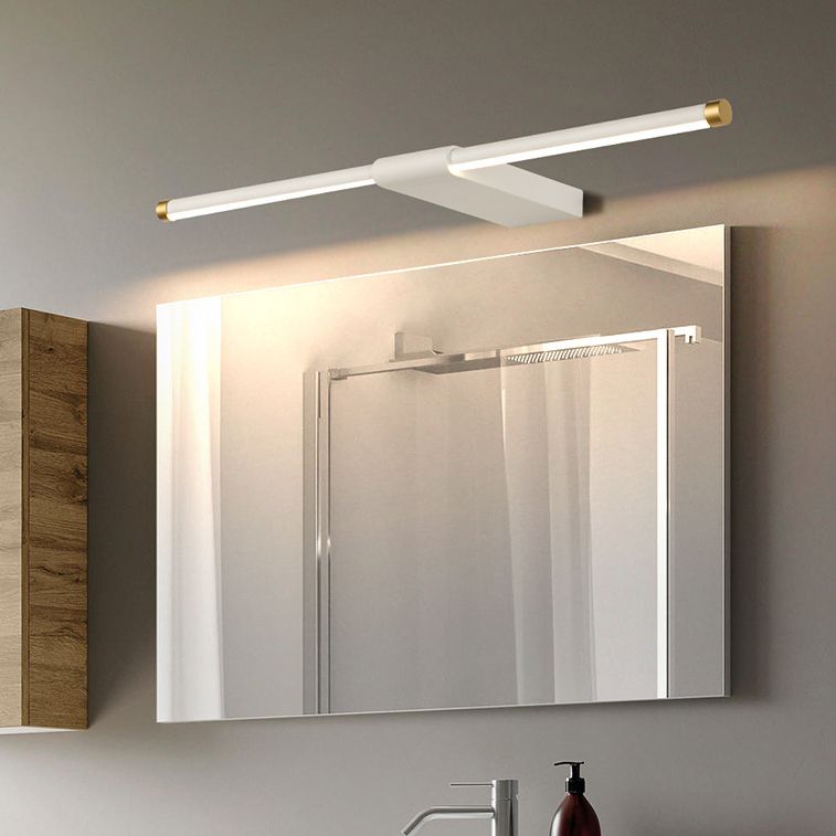 Metal linear Shade Mirror Wall Lights Modern 1 Head Wall Mount Fixture in White and Black