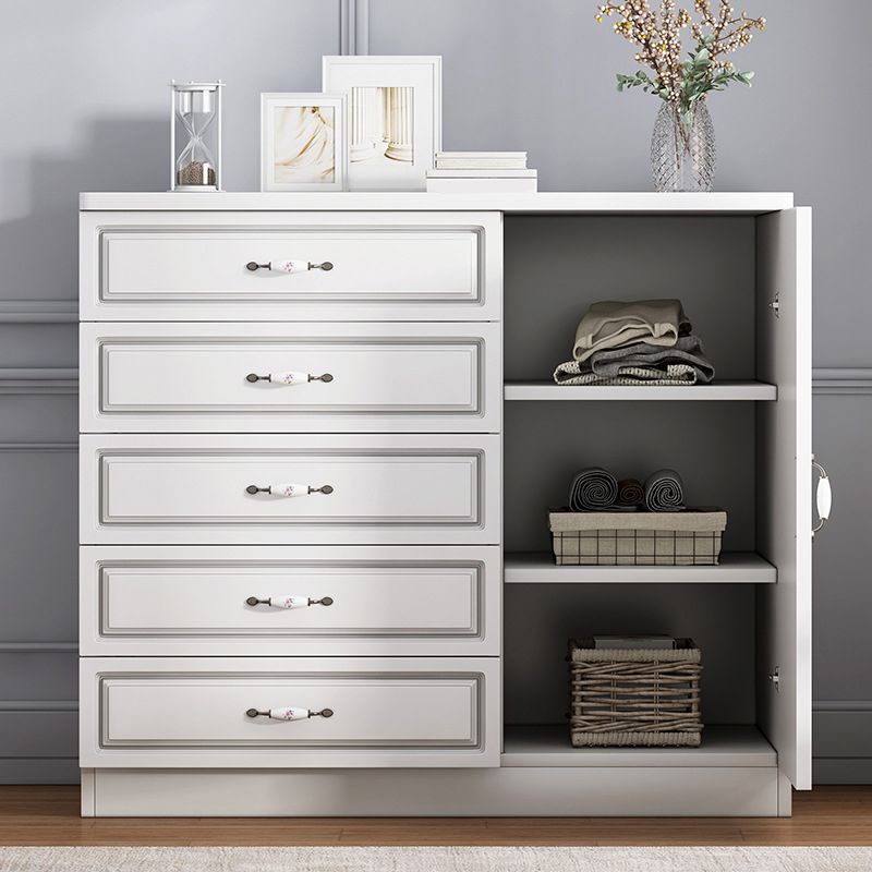Contemporary Storage Chest White Wood Vertical Dresser for Bedroom