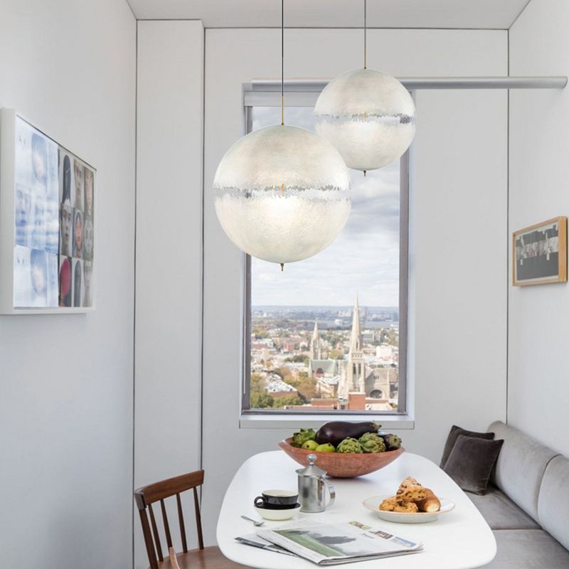 Luce di sospensione della sfera di luna bianca Light decorativo 1 lampadario in resina a testa per corridoio
