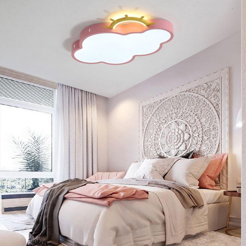 Metal Cloud Shade Flush Ceiling Light Kid Style 2 Lights Flush Mount Fixture
