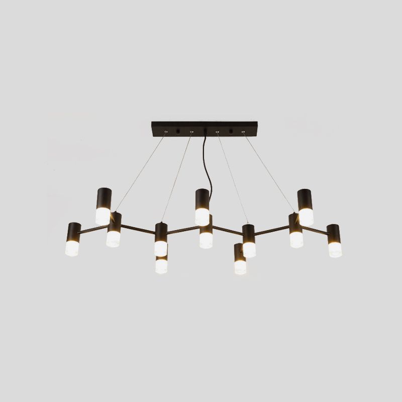 Suspension de branche finale noire Lumière Ctemporain Métal de 12 tâches Chandelier suspendu avec design linéaire