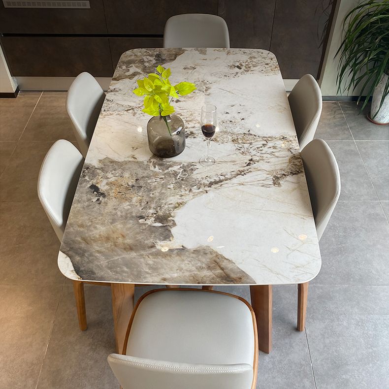 Mesa de comedor rectangular moderna, patas de madera maciza, mesa de cocina y comedor