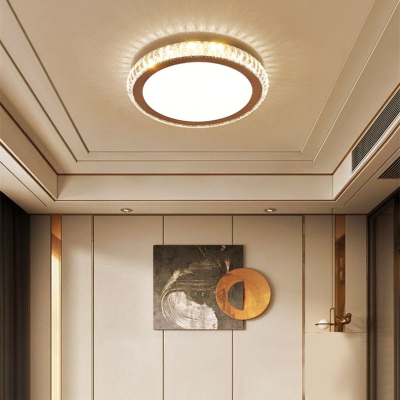 Circular Flush Mount Lighting Modern Crystal 1 Light Flush Light Fixture