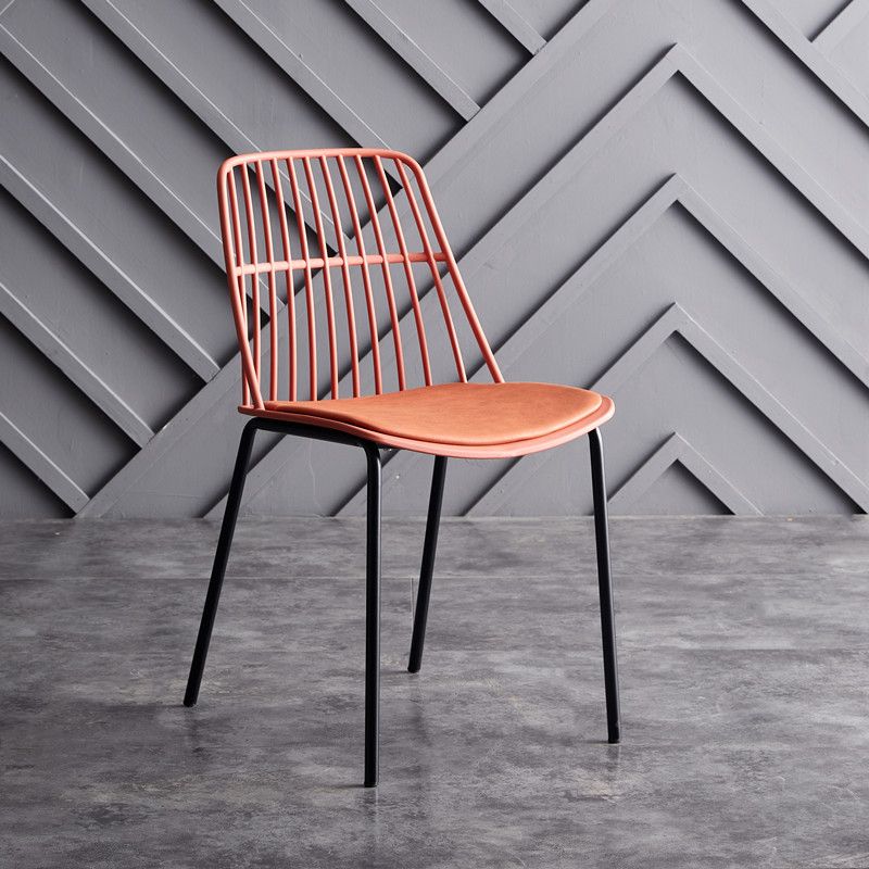 Accueil Salle à manger Chaises sans accoudoirs Chaises d'appoint de salle à manger avec pieds en métal (Ensemble de 4)