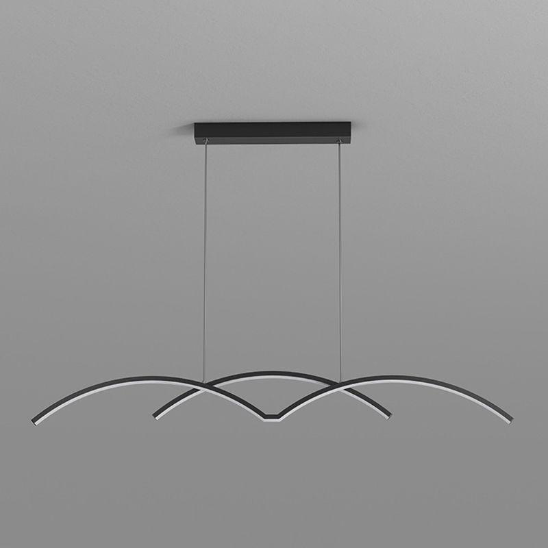 Linear Iron LED Kitchen Island Fixture Metal Ceiling Pendant in Black / Gold Finish