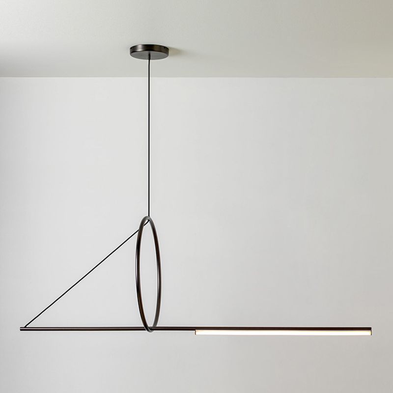 Linear Pendant Chandelier Modern Minimalist Style Metal Hanging Light