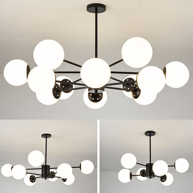 White Glass Modern Pendant Light Sputnik Global Ceiling Light for Living Room