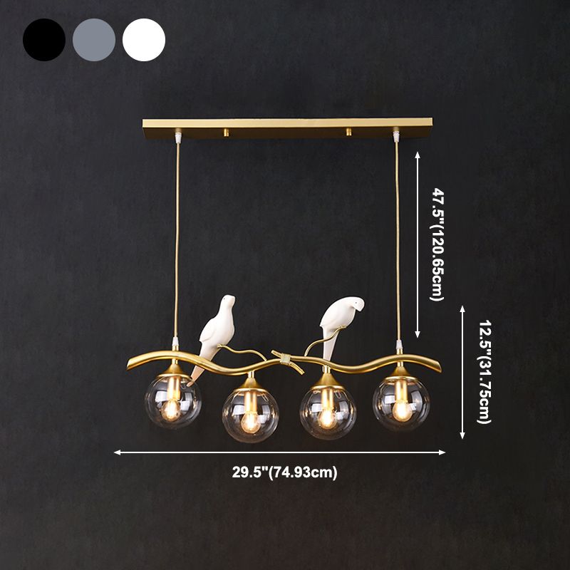 Nordic Modern Island Lamp Round Glass Shade Chandelier Light Fixture for Dining Room